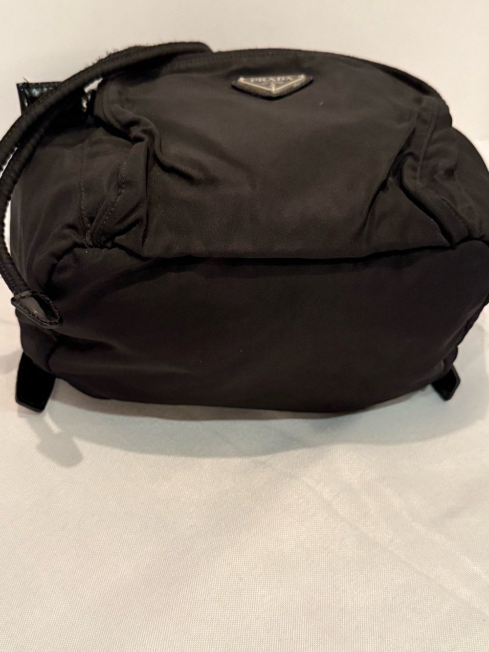 Prada Black Nylon Drawstring Backpack with Front Zip Pocket - Picture 9 of 14